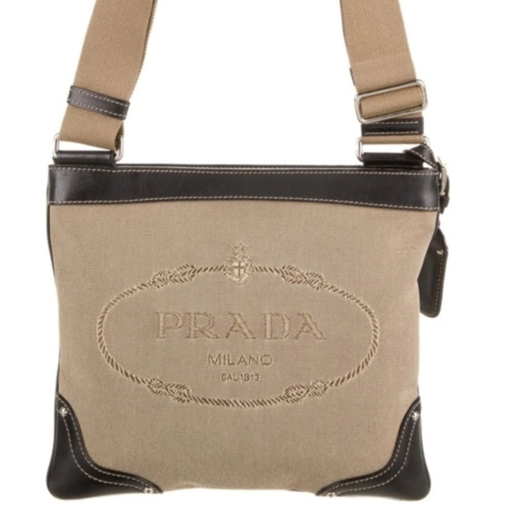 PRADA Jacquard Logo Crossbody/Messenger Bag